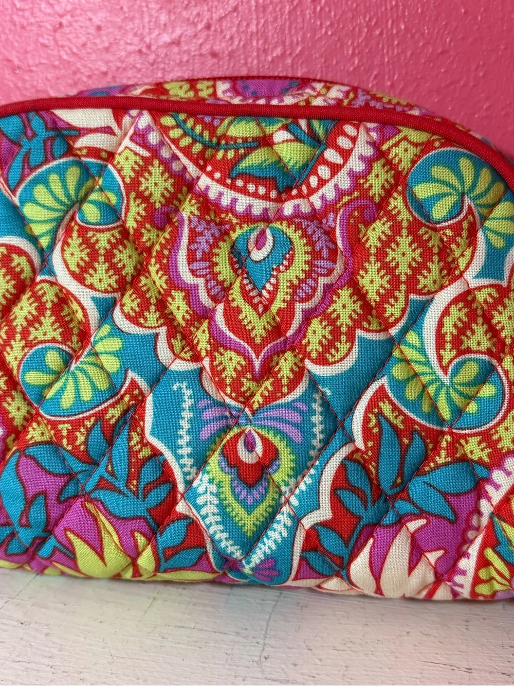 Vera Bradley Multicolor Small Zip Quilted Cosmetic Case Paisley in Paradise NWT